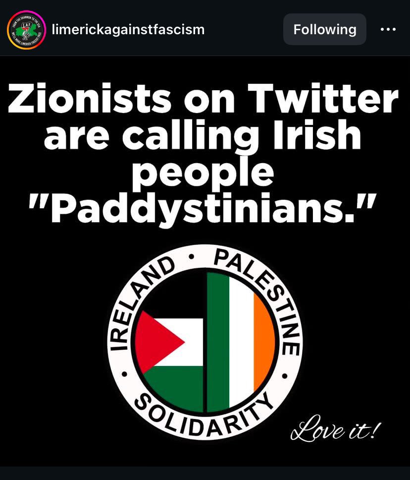 Israelis now calling us #Paddystinian are so brain broken they think being compared to a Palestinian is a bad thing. If I had one one thousandth of the bravery, love, strength, the determination of the people of Palestine I would be happy! Share if you’re a proud Paddystinian! 🇵🇸