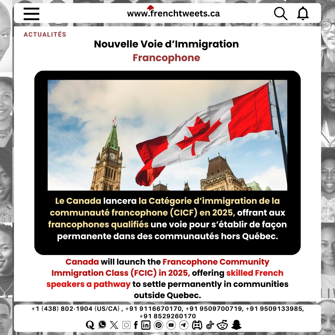 frenchtweets1's tweet image. Canada's FCIC 2025: A new pathway for skilled French speakers to settle outside Quebec!

#canadaimmigration #frenchspeakers #fcic2025 #immigrationpathway #canadalife #settleinCanada #francophone #skilledimmigrants #canadaopportunity #frenchlanguage #immigrationnews #canadadream