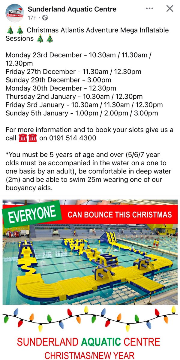 Looking for something fun to do over the Christmas holidays? How about this, which is happening next door at The Aquatic Centre….