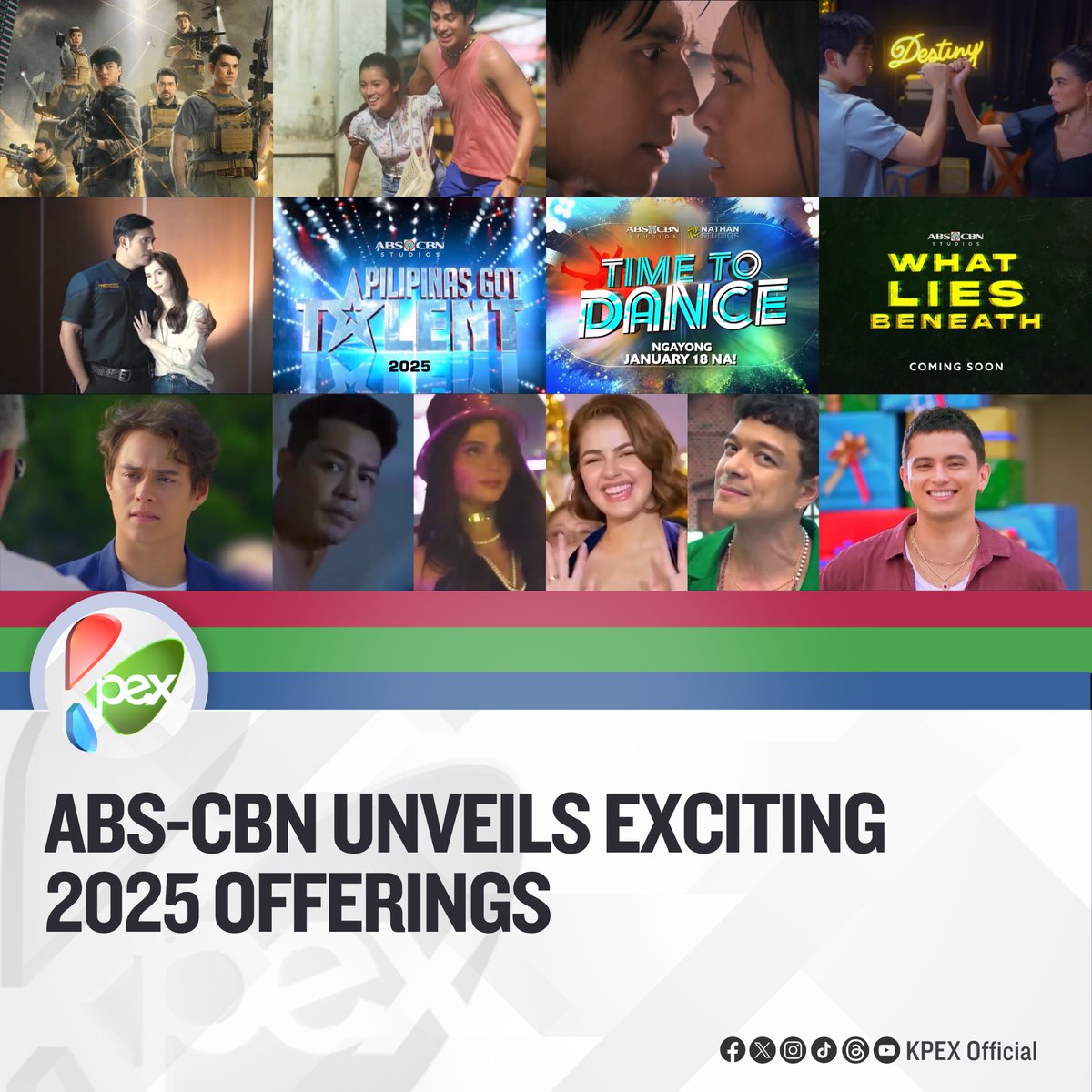 𝗔𝗕𝗦-𝗖𝗕𝗡 𝗨𝗡𝗩𝗘𝗜𝗟𝗦 𝗘𝗫𝗖𝗜𝗧𝗜𝗡𝗚 𝟮𝟬𝟮𝟱 𝗢𝗙𝗙𝗘𝗥𝗜𝗡𝗚𝗦
 
ABS-CBN announced its exciting mix of must-watch  action-packed, mystery, and rom-com series,  a Valentine’s-Day movie, as well as world-class concerts for 2025—all featuring the country’s biggest stars