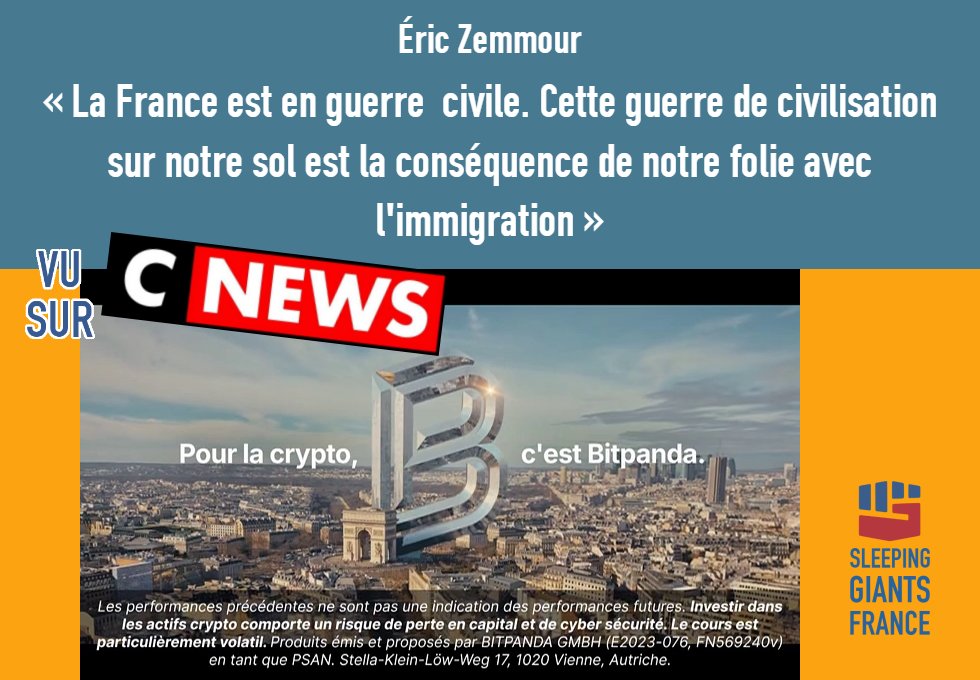 slpng_giants_fr's tweet photo. Bonjour @bitpanda,
Avec Antoine Dupont dans vos pubs, vous recherchez une image positive, un public large et divers.
En les passant sur #CNews, vous financez une chaîne qui divise, qui dresse une partie de la population contre l'autre et légitime la violence.
Où est la logique ? https://t.co/7ScA1vM9X3