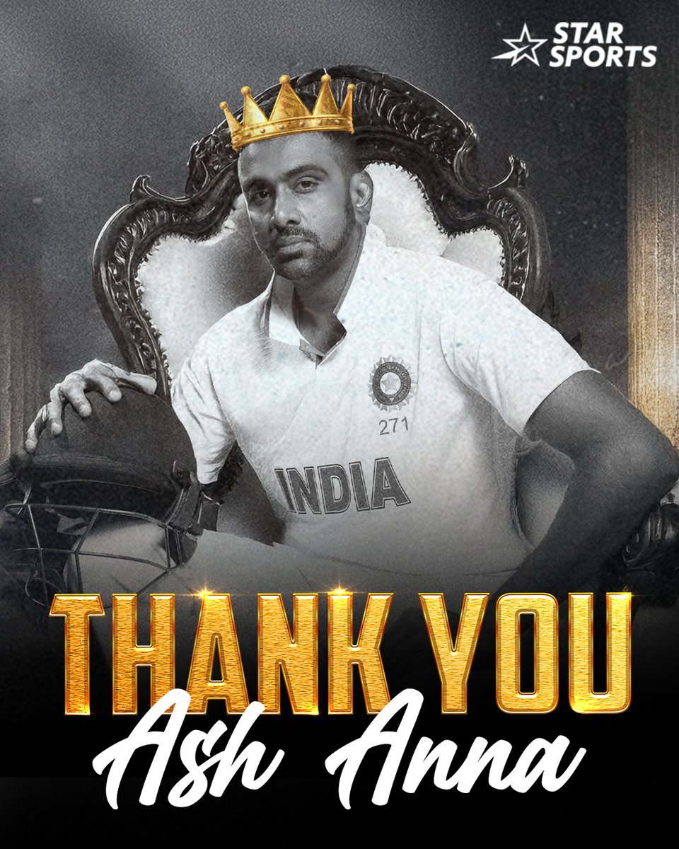 StarSportsIndia's tweet photo. 𝐑𝐚𝐯𝐢𝐜𝐡𝐚𝐧𝐝𝐫𝐚𝐧 𝐀𝐬𝐡𝐰𝐢𝐧 🫂🇮🇳

Leaving a lasting legacy. Thank you, Ash! https://t.co/G5d0f3yWcX