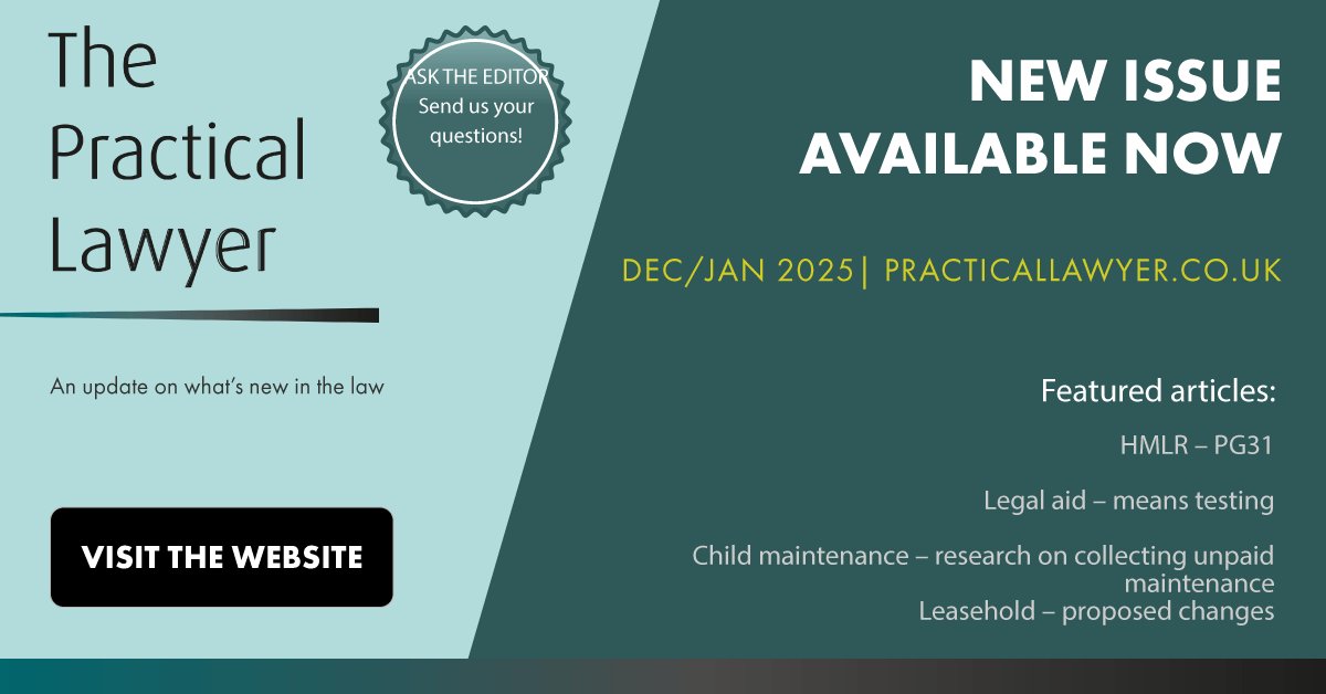 🚨 New Issue Alert! 🚨

The latest edition of Practical Lawyers is now live! 📚 Dive into fresh insights and stay ahead with the newest developments in the legal world. Don’t miss out—click the link to explore all the valuable content. 🔗:practicallawyer.co.uk/issue/december…