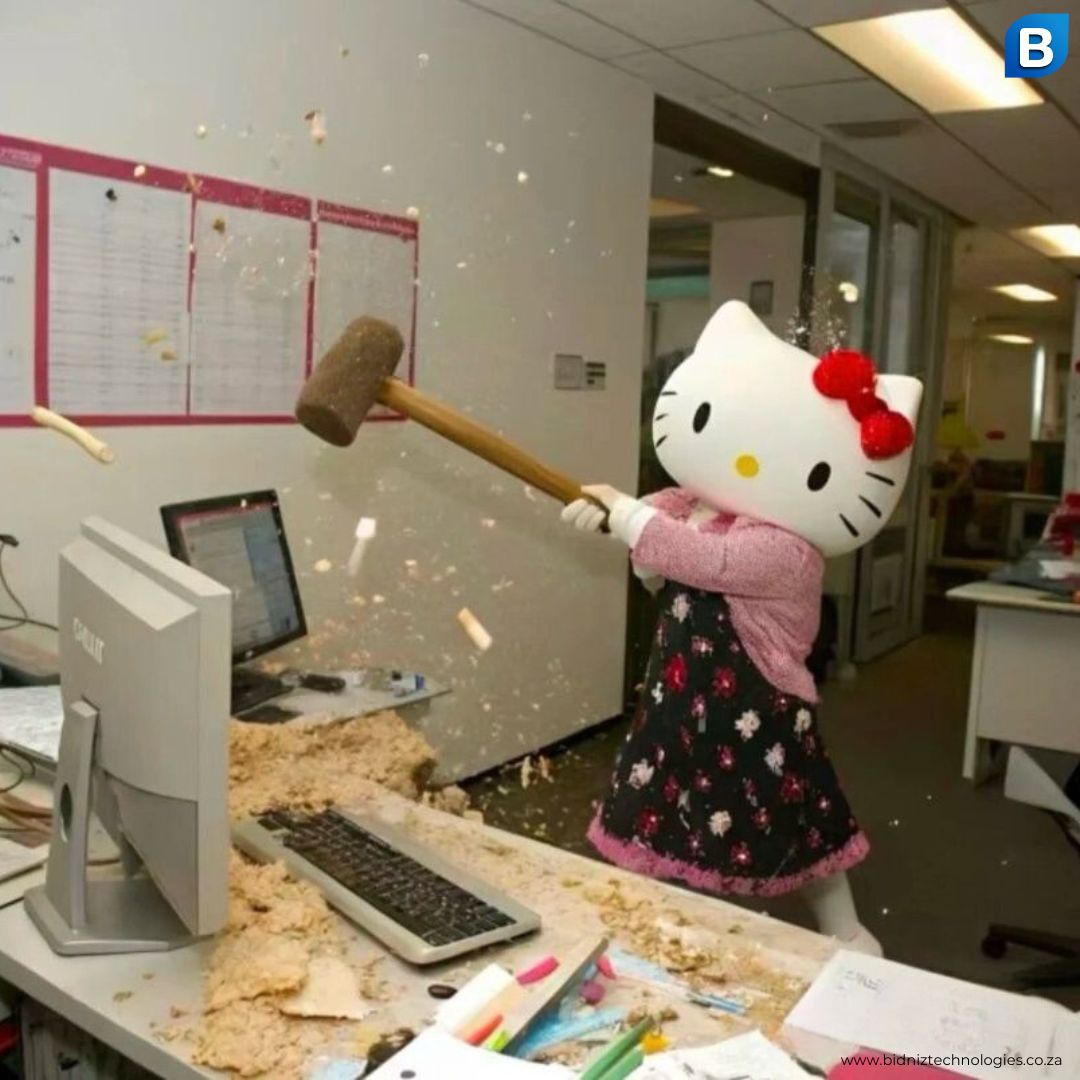 BidnizTech's tweet photo. 😼 Hello Kitty destroying your office vibes during downtime?
Your IT department deserves better! This festive season, protect your business with Bidniz Technologies Security Solutions:
✅ Stop insider threats.
✅ Secure your data with backups. https://t.co/2KR8QTQ3xV