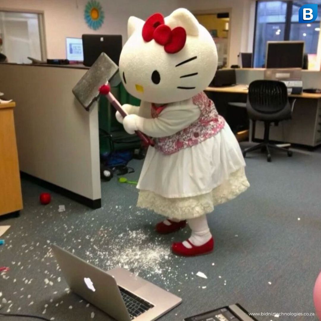 BidnizTech's tweet photo. 😼 Hello Kitty destroying your office vibes during downtime?
Your IT department deserves better! This festive season, protect your business with Bidniz Technologies Security Solutions:
✅ Stop insider threats.
✅ Secure your data with backups. https://t.co/2KR8QTQ3xV