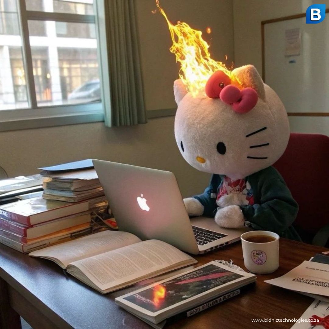 BidnizTech's tweet photo. 😼 Hello Kitty destroying your office vibes during downtime?
Your IT department deserves better! This festive season, protect your business with Bidniz Technologies Security Solutions:
✅ Stop insider threats.
✅ Secure your data with backups. https://t.co/2KR8QTQ3xV