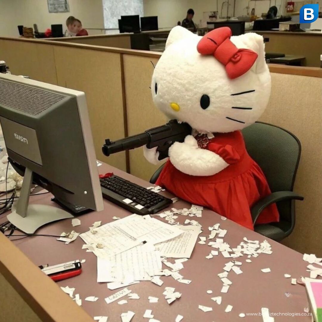 BidnizTech's tweet photo. 😼 Hello Kitty destroying your office vibes during downtime?
Your IT department deserves better! This festive season, protect your business with Bidniz Technologies Security Solutions:
✅ Stop insider threats.
✅ Secure your data with backups. https://t.co/2KR8QTQ3xV
