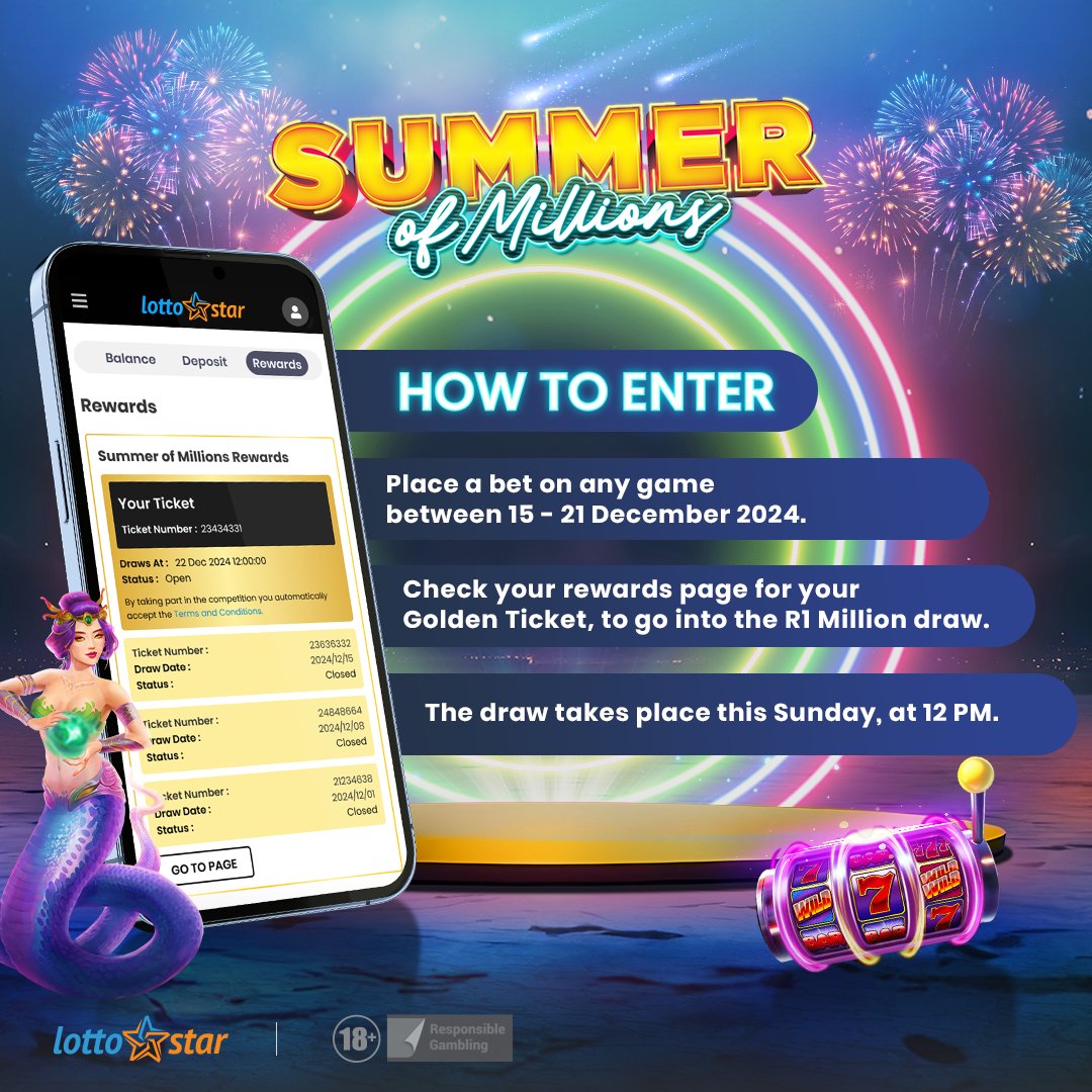 Lotto_Star's tweet image. Issa Summer of Million! 🤩
Here's the low-down on how to enter! ⬇️

#LottoStar #SummerofMillions #Enternow #BetNow