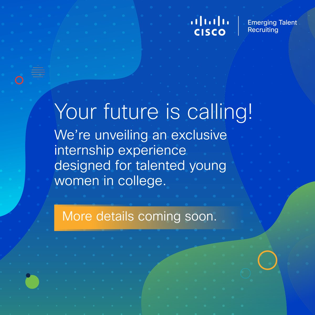 cisco_in's tweet photo. Attention aspiring tech innovators! An exciting opportunity is coming soon to fast-track your career in tech. Stay tuned for details—don’t miss your chance to shine!  #CiscoInternshipOpportunity #EmergingTalentRecruiting https://t.co/fM3cNdOpqv