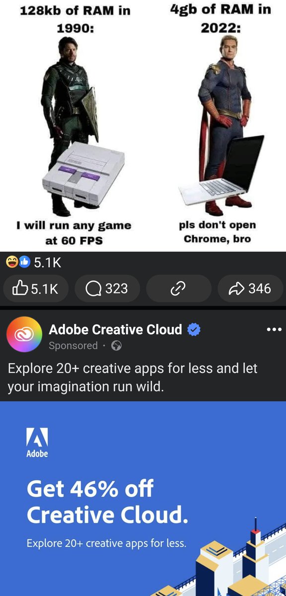 Dear @adobe. I have a computer with the latest AMD CPU - 9950x, on a X870E board, 64Gb CL30 RAM, and a PCIe5 SSD rated at 12gb/s. My windows 11 pro boots up in about 5 seconds. Yet, when I open InDesign, I have to wait for 55 seconds! What the hell is wrong with you?! #adobe
