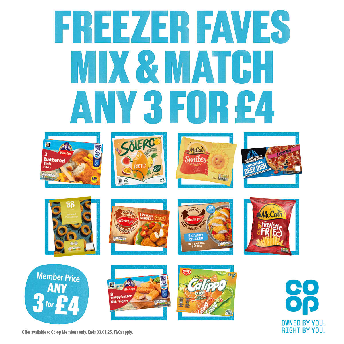 DtheStig's tweet photo. Did you know @coopuk Members save more on freezer faves? ❄️
Get 3 for £4 mix and match on any selected frozen lines. 3 for £5 for non-members and online 👉 https://t.co/eTkXFK9D31 https://t.co/CyzlaB5rRp