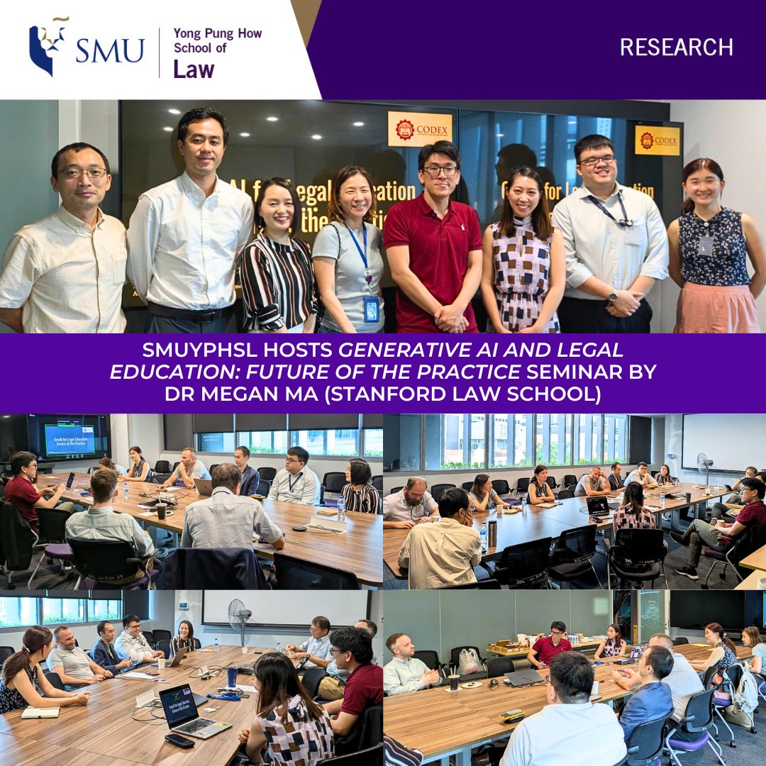 SMU Yong Pung How School of Law (@sgsmuyphsl) on Twitter photo #SMUYPHSL hosted a research seminar titled 'Generative AI & Legal Education: Future of the Practice', delivered by Dr. Megan Ma (<a href="/StanfordLaw/">Stanford Law School</a>) and chaired by SMUYPHSL’s Asst Prof. Jerrold Soh: smu.sg/hqbt. #SMUYPHSL hosted a research seminar titled 'Generative AI & Legal Education: Future of the Practice', delivered by Dr. Megan Ma (<a href="/StanfordLaw/">Stanford Law School</a>) and chaired by SMUYPHSL’s Asst Prof. Jerrold Soh: smu.sg/hqbt.
