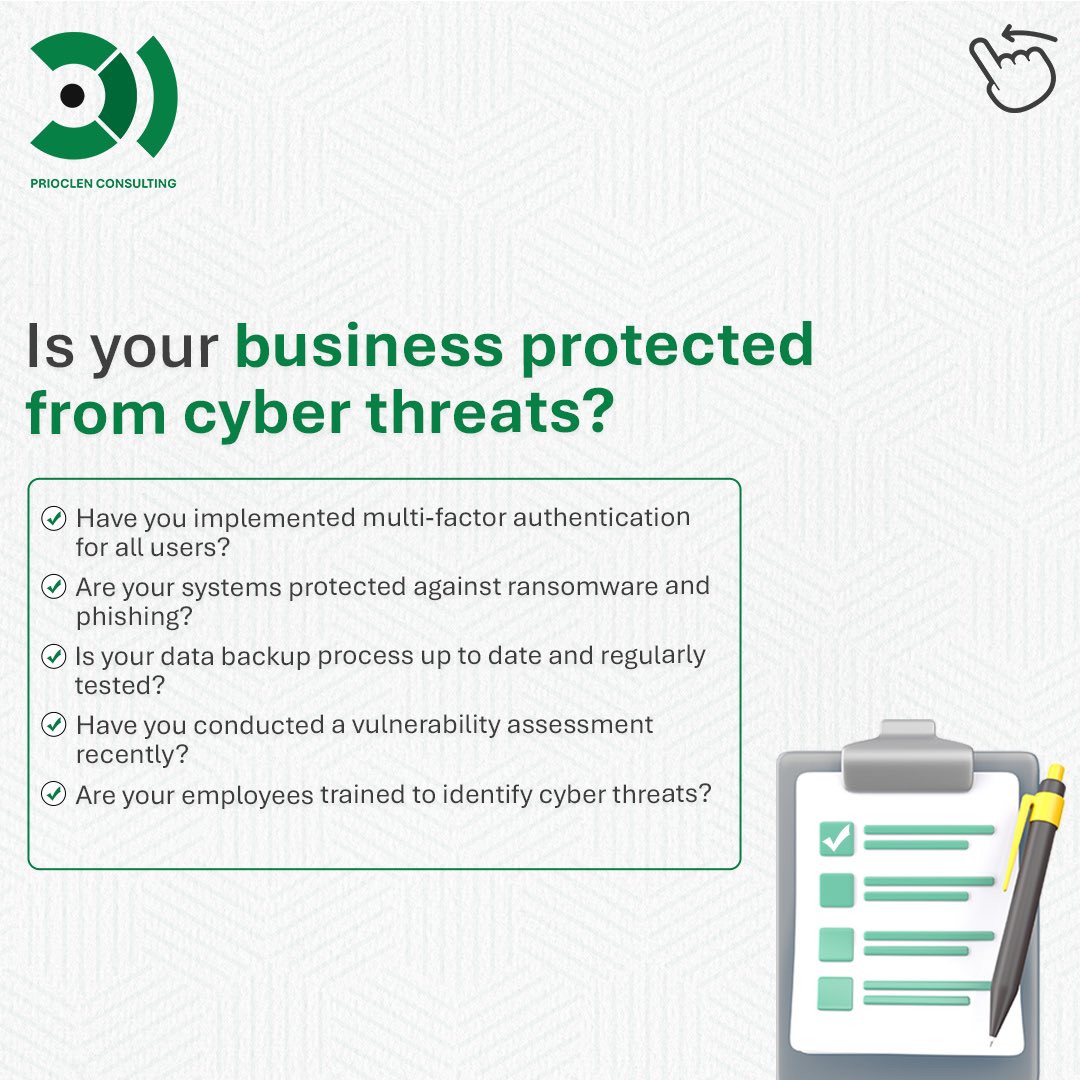 prioclen's tweet photo. Is your business ready for 2025?!
Go through the checklist to find out. 

Let’s get your business ready for the new year.

#prioclenconsulting #2025 #regulatorycompliance #cybersecurity #digitalpositioning #strategy https://t.co/yNuoZh2Ee4