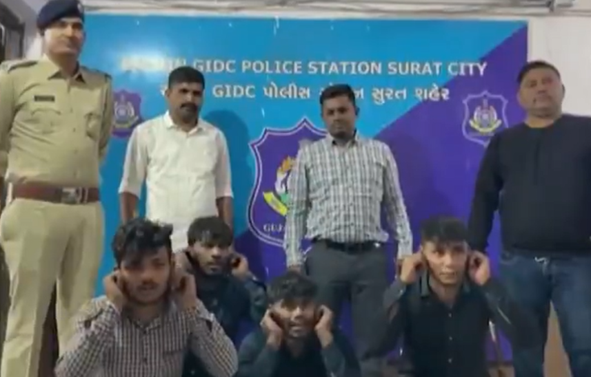 Sachin GIDC police nab 4 for shooting reel on railway bridge