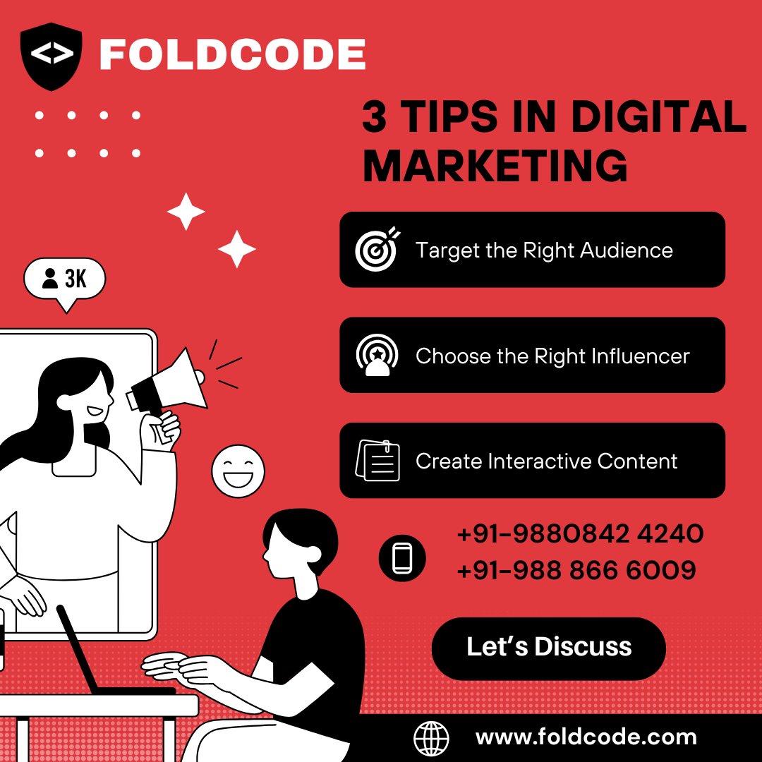 foldcode's tweet image. 3 Powerful Tips for Digital Marketing Success! 💻

1️⃣ Target the Right Audience  

2️⃣ Choose the Right Influencer 

3️⃣ Create Interactive Content 

Ready to level up your digital marketing game? Follow these tips for real impact! 💡🚀 #digitalmarketing #marketingtips