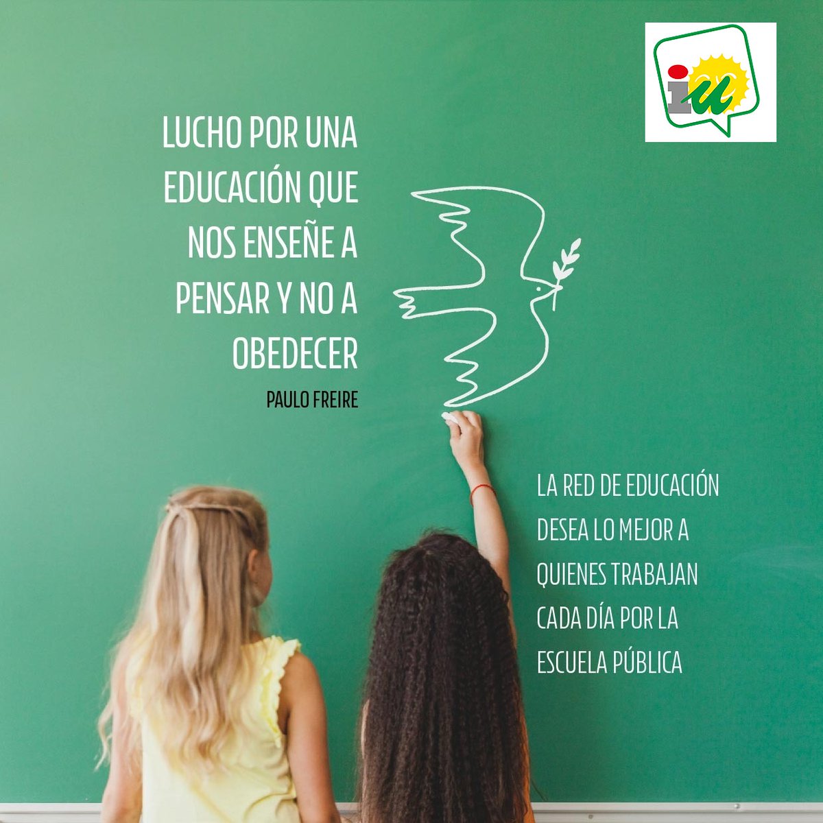 EducaIUAndal's tweet photo. Por una Escuela Pública que haga suyos los ideales republicanos de libertad, igualdad y fraternidad, en una aspiración constante hacia el bien común. Democrática, inclusiva, no segregadora ni excluyente, coeducativa, que tenga como referente la Declaración universal de los DD.HH https://t.co/DmVLEeZ62c
