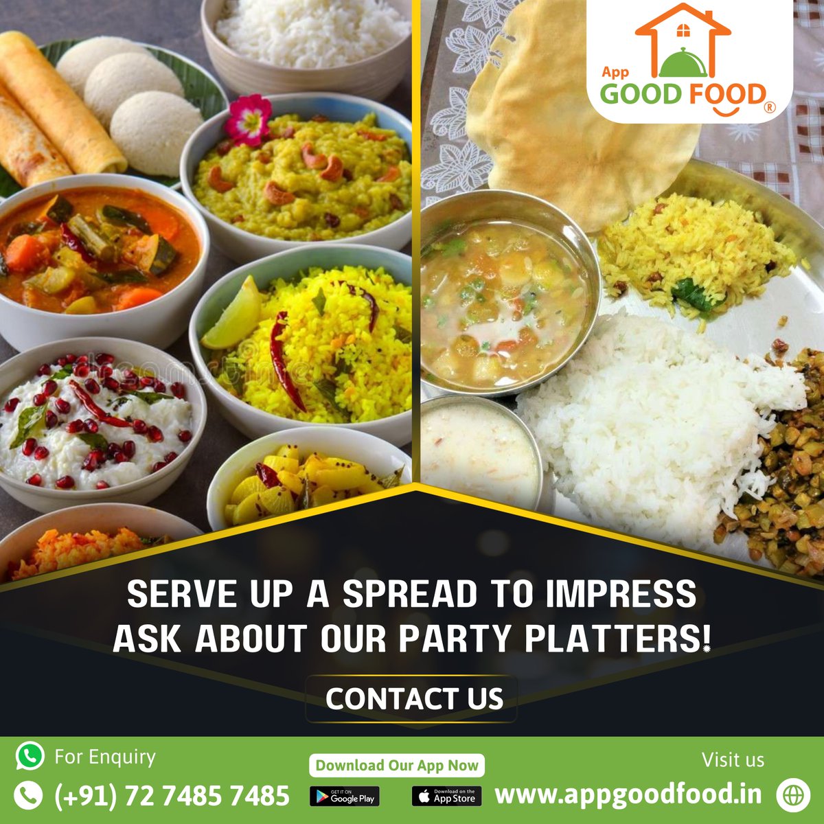 AppGoodFood1's tweet image. Platter goals: Delivered. 🎉 Feast mode: Activated. 🍔🥳 Your party just got an upgrade! 

📞 For more information, Call/WhatsApp: (+91) 72-7485-7485  

Download App GOOD FOOD from PlayStore or AppStore now!  

#appgoodfood #homemadefood #feastmodeon #partyinaplatter #foodievibes
