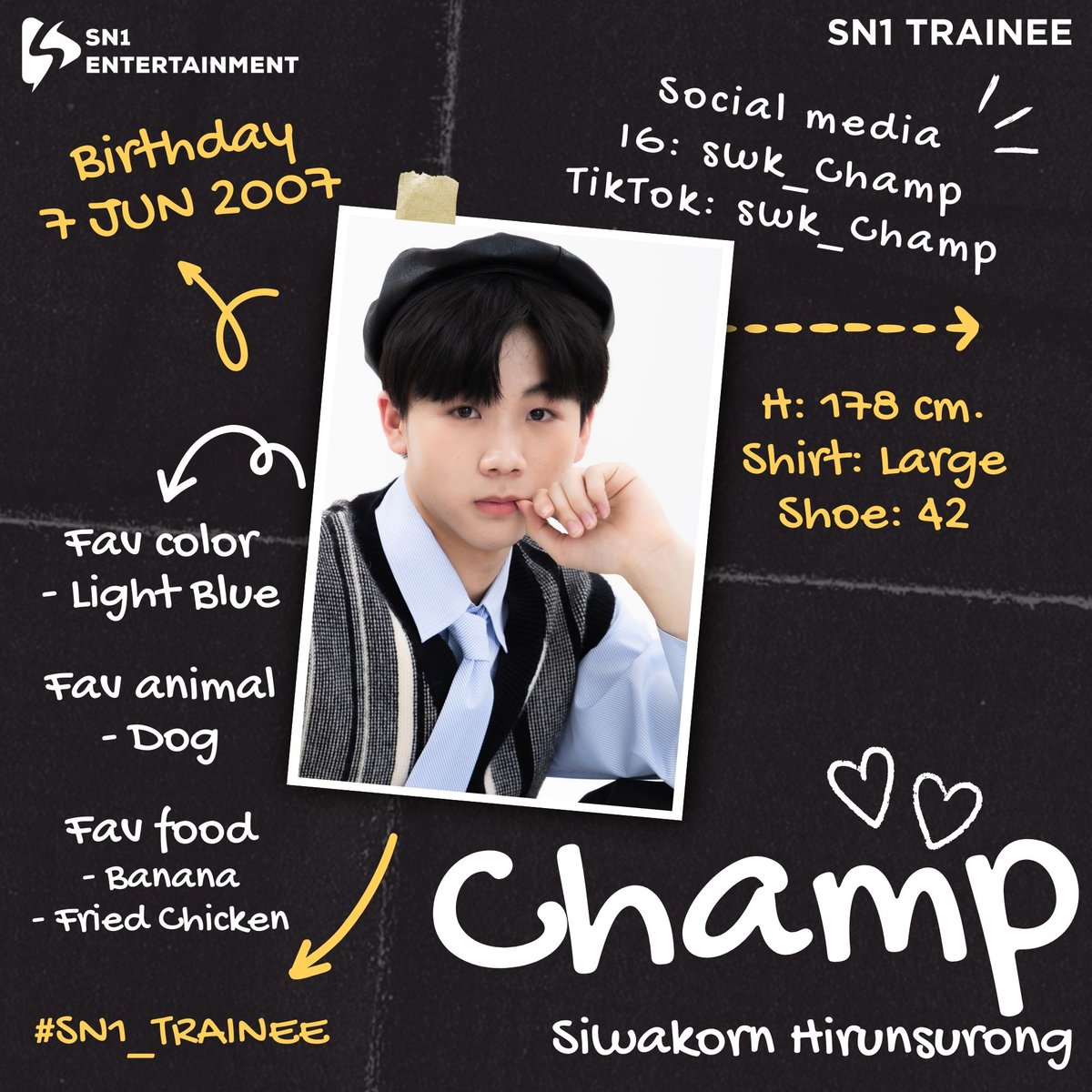 sn1_ent's tweet photo. SN1 Entertainment
Introducing SN1 Trainee
🌟 Champ - Siwakorn Hirunsurong”
Will “HAPPENING SOON”
#sn1_trainee
#SN1_ent #SafeStudio https://t.co/8WWFgN0aPN