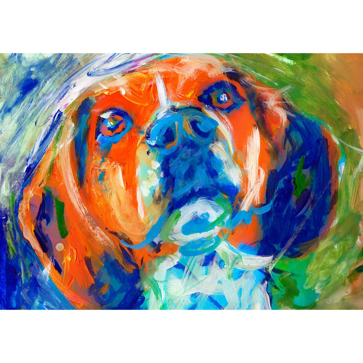 OscarJetson's tweet photo. Beagle Wall Art Print, Abstract Tricolor Beagle Dog Painting, Colourful Dog Portrait Hand-Signed by Artist Oscar Jetson 8x10 A4 A3 11x14 https://t.co/xy8sTvwGkj #Etsy #DogFishArtCo #ColorfulDogArt https://t.co/poEVH3Iyv6