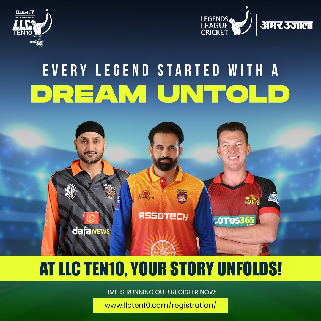 Some play to survive.
Some play to win.
Some inspire to change the game.

Legends wrote their story, now it’s your turn to write history. Register today.

Link in bio.

#AbSabkoMilegaMauka #LLCTen10 #cricketlegends #cricketlove #tennisballcricket #CricketTalent #CricketLeague