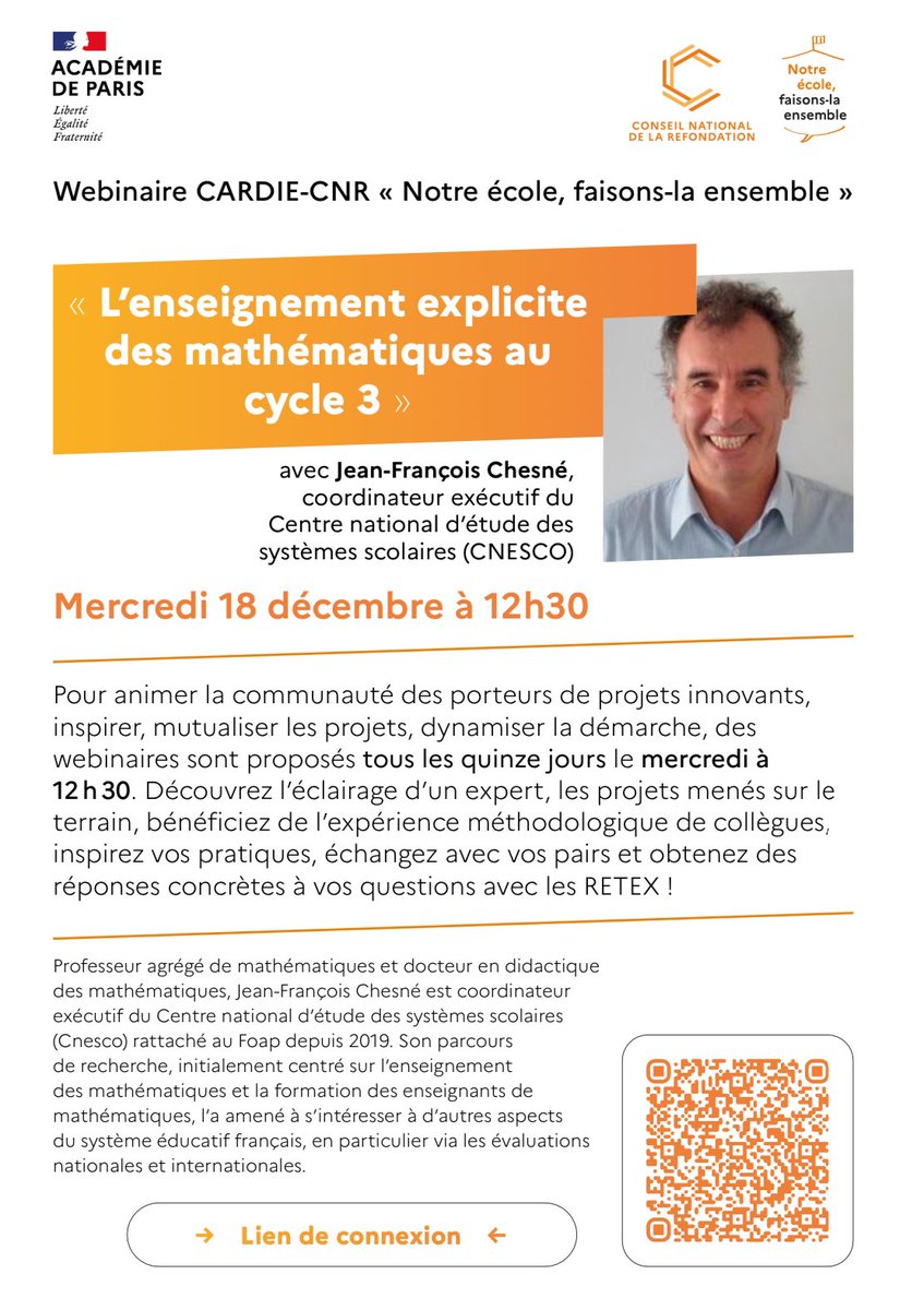 ⏰ webinaire « l’enseignement explicite des mathématiques », c’est aujourd’hui à 12h30!!
Des pratiques au service de la réduction des inégalités⤵️