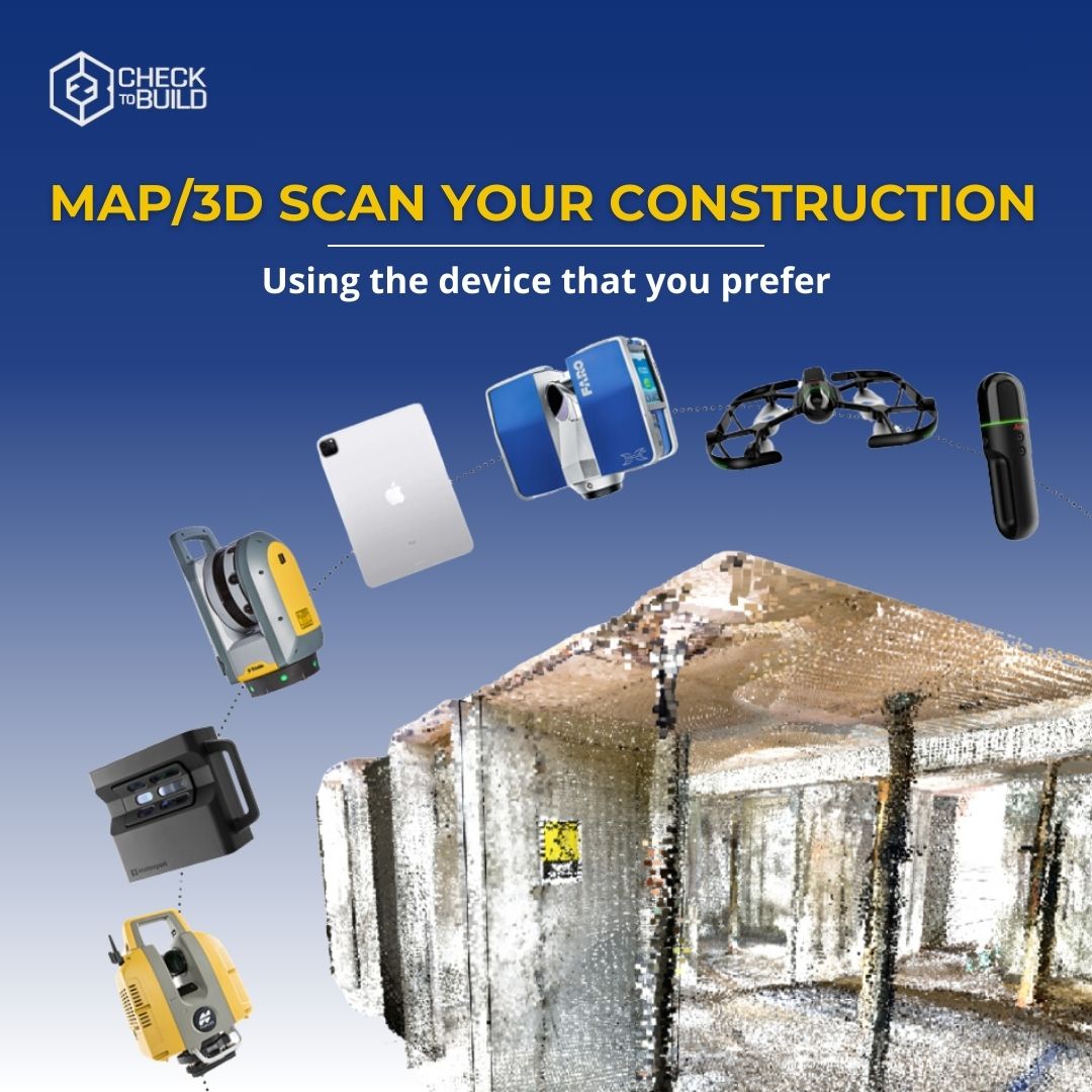 We ensure your construction site is accurately mapped or 3D scanned using the most suitable reality capture technique, tailored to your project's unique specifications.

Let’s build the future, one scan at a time! checktobuild.com