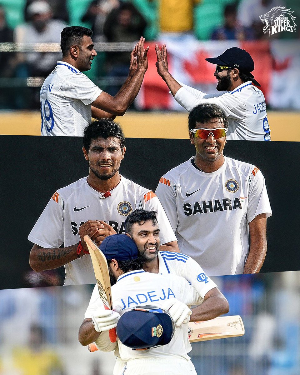 ImTanujSingh's tweet photo. CSK POSTER FOR RAVI ASHWIN &amp; RAVINDRA JADEJA. 

- The GOAT duo of India. 🐐🇮🇳 https://t.co/LrDtaEJEMt