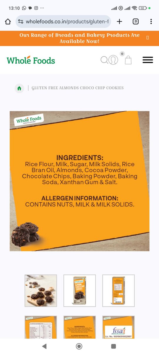 curioushuman42's tweet photo. @fssaiindia @jagograhakjago
#jagograhakjago #ConsumerRights

Fraudulent practices by @WholeFoodsIndia.

Not one of the several non-natural substances/health unfriendly ingredients is listed on the website!

How's this allowed? 

Almond Chocochip Cookies https://t.co/weVsj9u5Ux

1. Ingredients list on their website (same on online retailers, stores etc.)

2. Ingredients list on the actual package