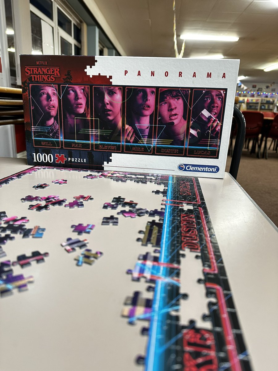 PHSLibrary6's tweet photo. It’s not just books in our school library. The seniors love a wee jigsaw too 🧩 Thank you to @CPKLibraries and their Jigsaw Exchange and @Stranger_Things for the chosen jigsaw theme. https://t.co/8h88obzz7v