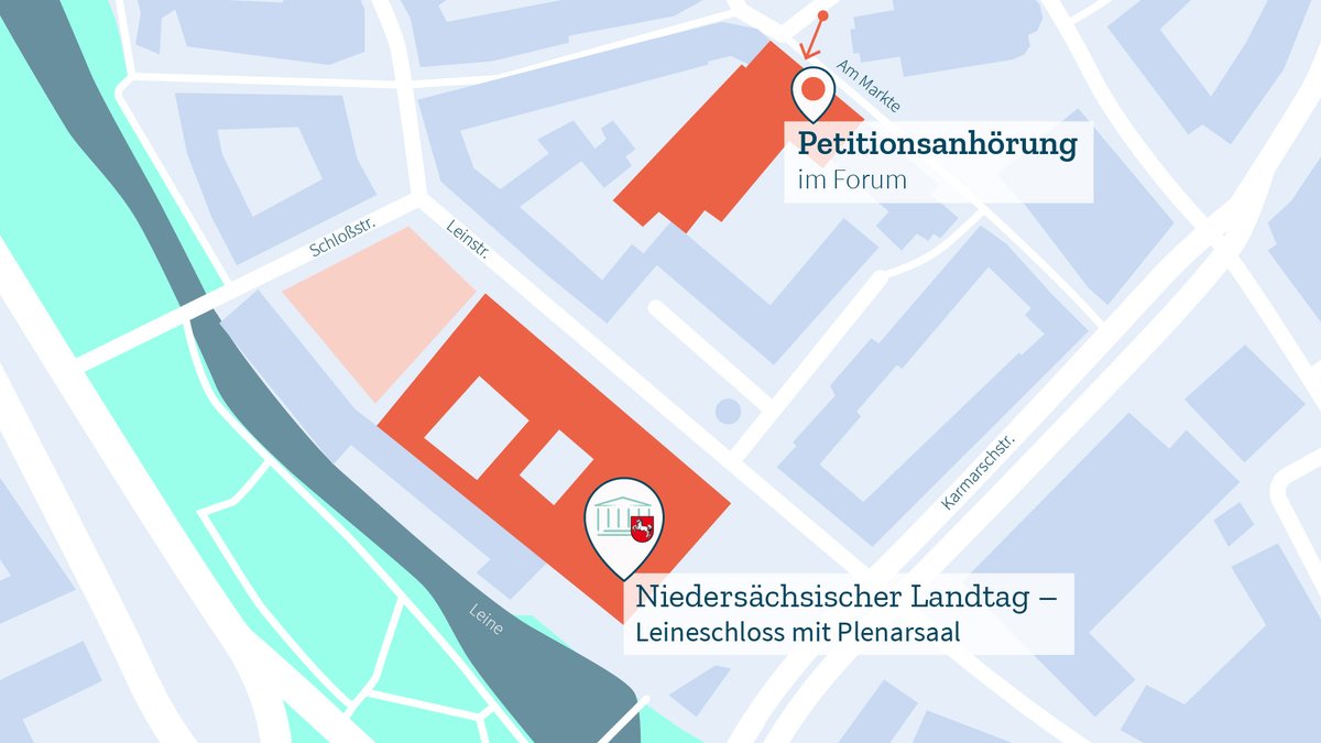 Heute findet im Forum des #ltnds eine öffentliche Anhörung des Petitionsausschusses statt. Sie sind angemeldet und wissen nicht genau, wo Sie hin müssen? Unsere Karte zeigt den Ort der Anhörung.