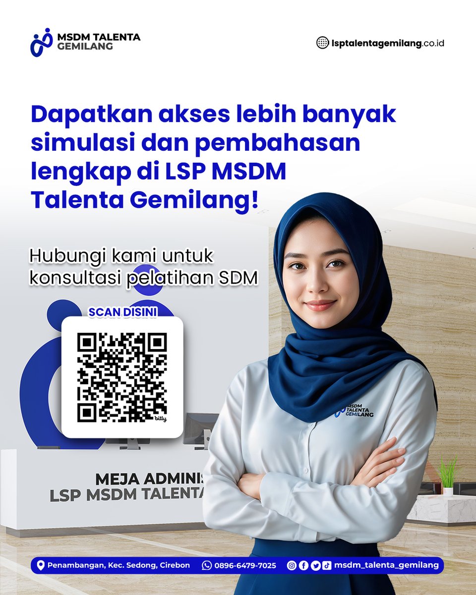 LspMsdm_id's tweet image. Suka merasa bingung sama soal-soal ujian sertifikasi SDM? Jangan khawatir! Simulasi pertanyaan ini bisa bantu kamu lebih siap dan percaya diri pas ujian nanti💪

📞 Hubungi kami di [0896-6479-7025]
🌐 Klik link di bio untuk info lebih lengkap!
_
#msdmtalentagemilang #lsp #msdm