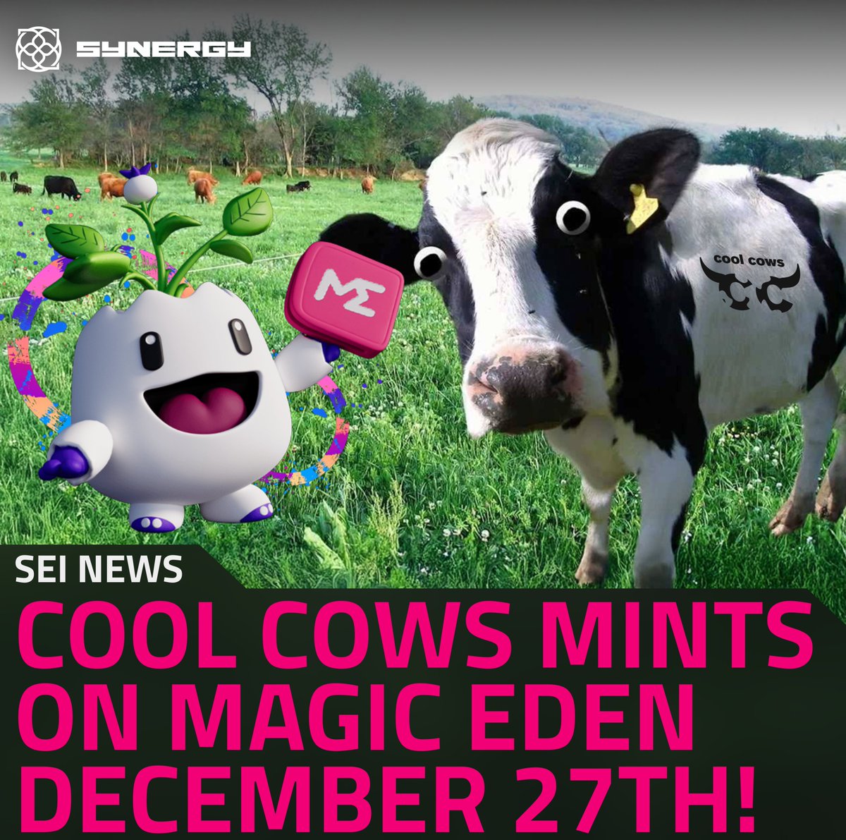 🔴 $Sei News + Giveaway 🔴

@coolcow_sei is officially minting on December 27th on the <a href="/MagicEden/">Magic Eden 🪄</a> NFT Launchpad! To celebrate, we’re giving away 10 whitelist spots!

How to Enter:
- Follow: <a href="/BkArchived/">Bk</a> @coolcow_sei 
- RT &amp; Like this post!
- Tag a Friend!

Winners picked in 48hrs!