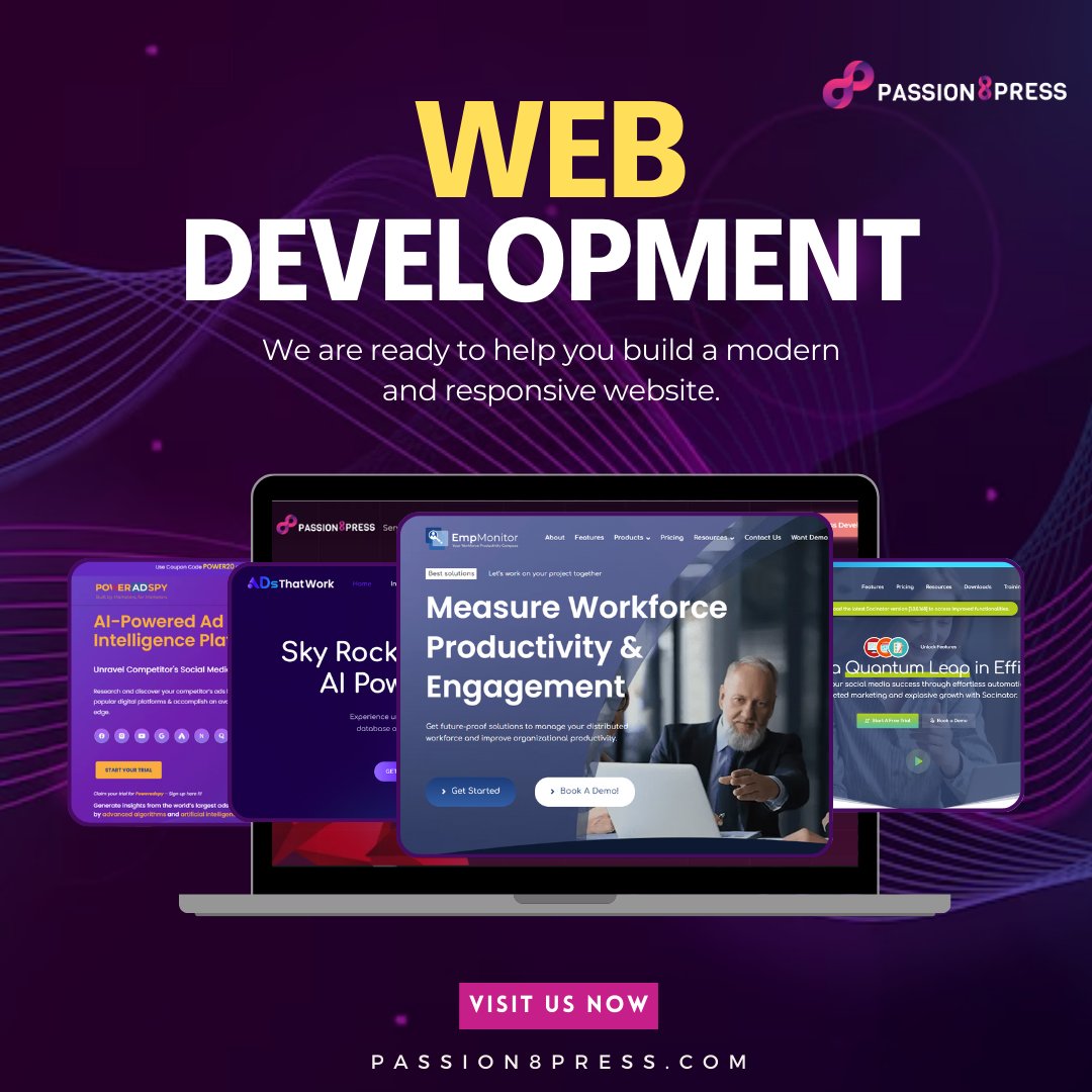 Passion8pressS's tweet photo. Your brand. Our creativity. ๐ป Let @Passion8pressS help you build a modern, responsive website that drives results.
Visit https://t.co/QtbDM65QJy to get started.
#Passion8Press #WebDevelopment #WebsiteDesign #ResponsiveWeb #ModernWebDesign #CustomWebDevelopmentServices https://t.co/gT1bdqFe5l