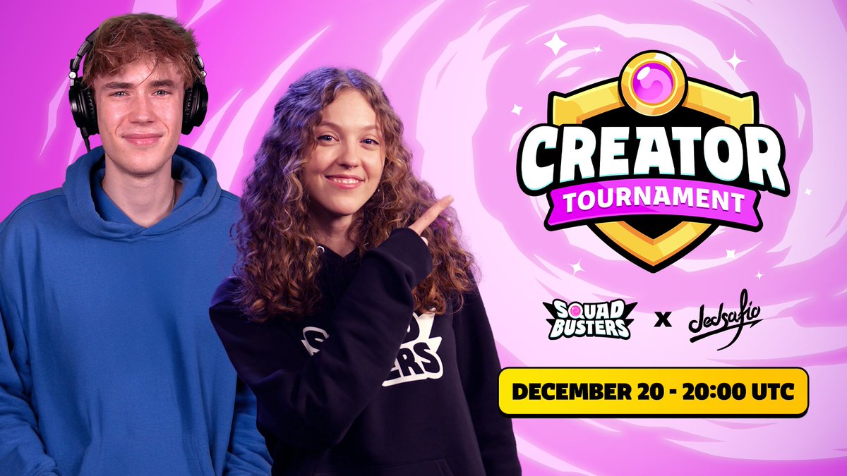 We’re teaming up with <a href="/dedsafio/">DEDsafio</a> for a Creator Tournament featuring <a href="/PaulaBaguena/">PdePaula</a>, <a href="/SirClaz_/">SirClaz</a>, and an amazing lineup of creators! 🤩

The longer you watch, the more in-game rewards you can earn! 😍

 🗓 Friday, 8 PM UTC.
 📺 youtube.com/squadbusters
 📰 supr.cl/DedsafioSquad