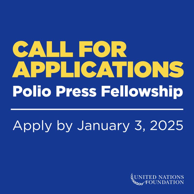 opportunitiesfy's tweet photo. 🌍 The UN Foundation 2025 Polio Press Fellowship is open for applications! ✍️ Cover #polioeradication efforts in Africa. 👉 Travel funding &amp; virtual training included 

📝 Apply by January 3, 2025 🔗https://t.co/QJoTfHc4A6

#Journalism #GlobalHealth #UNFoundation #fellowships https://t.co/IQoCKHUDHW