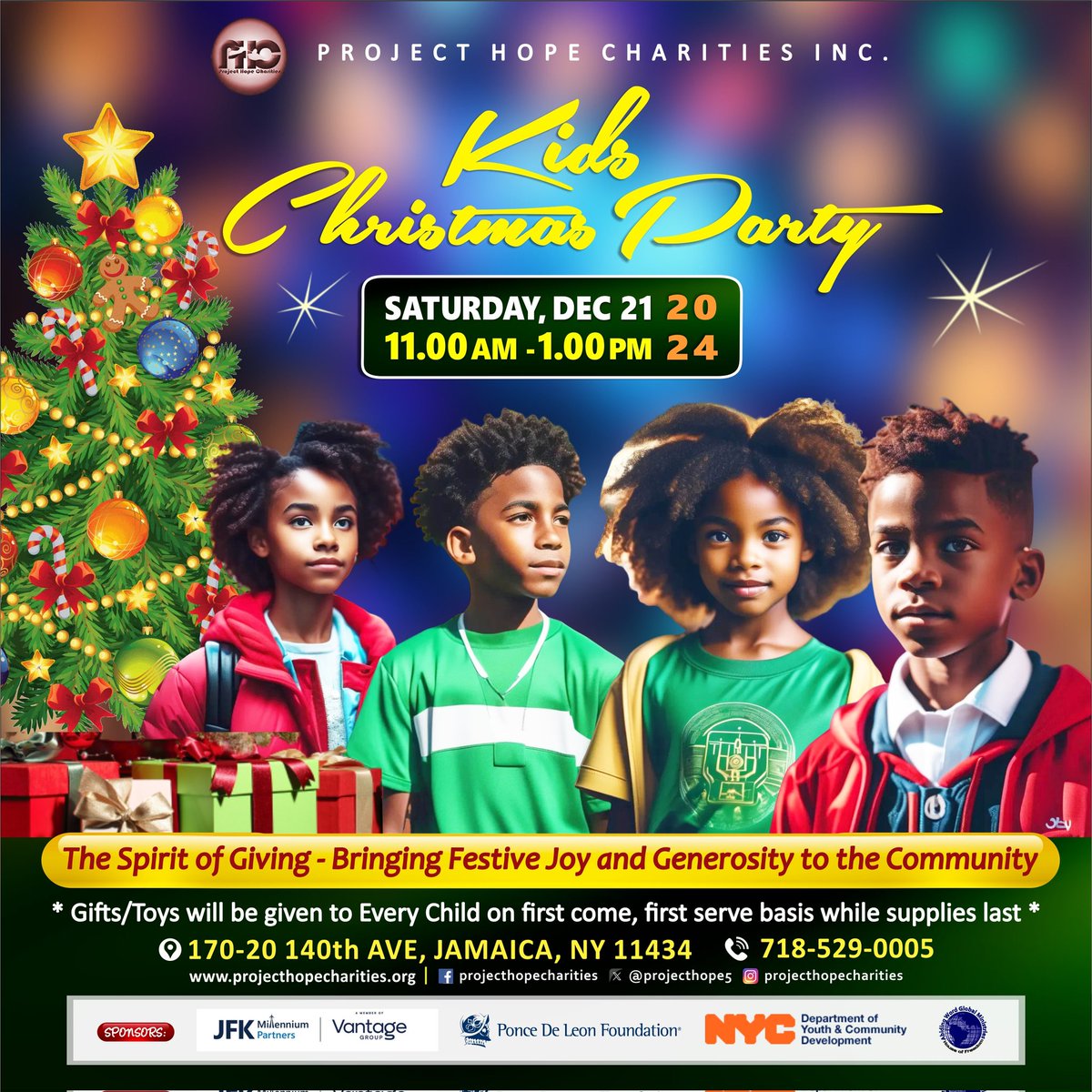 ProjectHope5's tweet photo. KIDS CHRISTMAS PARTY.

SATURDAY, DECEMBER 21, 2024 || 11.00am

170-20 140th Avenue, Jamaica, NY 11434

Bring your kids to have loads of fun as they celebrate Jesus Christ.

#kids #children #Christmas #party #partytime #jamaica #queens #newyorkcity https://t.co/7br9MXuNKR