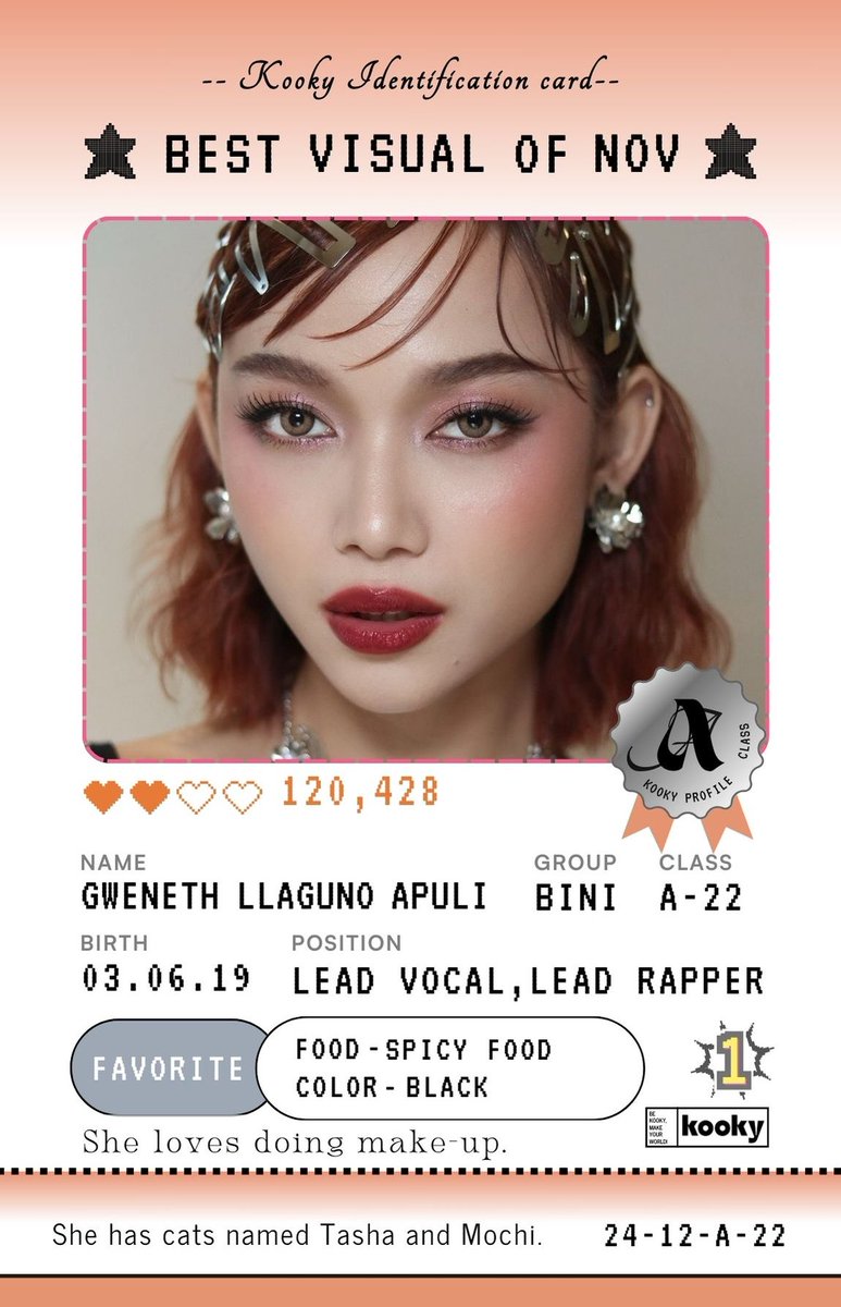 kooky__official's tweet photo. 🌟Kooky Monthly Vote | #BestVisual_November
★・・・・★・・・ BINI GWEN ・・・★・・・・★
🎁 #KookyProfile on the Kooky Magazine!
🥇TOP1
#BINI #GWEN
Special Title - A Class
📣 Check out your artist's profile!
🔗 https://t.co/C2UU6ze17p https://t.co/74qGFvlh1k