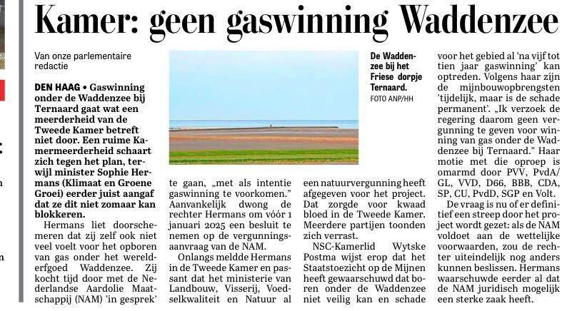 Goedemorgen! Glashelder: Kamer zegt nee tegen gaswinning in de Waddenzee!