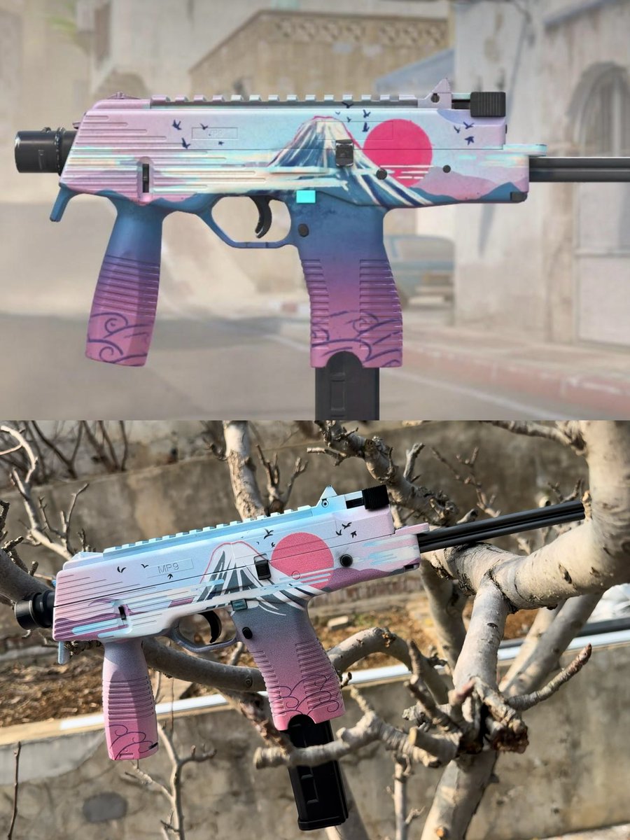wyhxnr1's tweet photo. A Chinese fan came to me. He hoped to send a real model of Mount Fuji MP9on his love anniversary, because it was a virtual one, template 604, which we also made in the time he requested. Please enjoy it.#csgo #cs2 #csgomodel #cs2model #value #esl #blast @CounterStrike @G2NiKo https://t.co/vj43JW62Lk