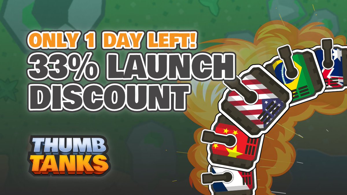 Due to its recent release, Thumb Tanks wont be in the upcoming winter sale. But you still have ONE DAY LEFT to get it with a whooping 33% discount! store.steampowered.com/app/2266360/Th… #indiegame #steam
