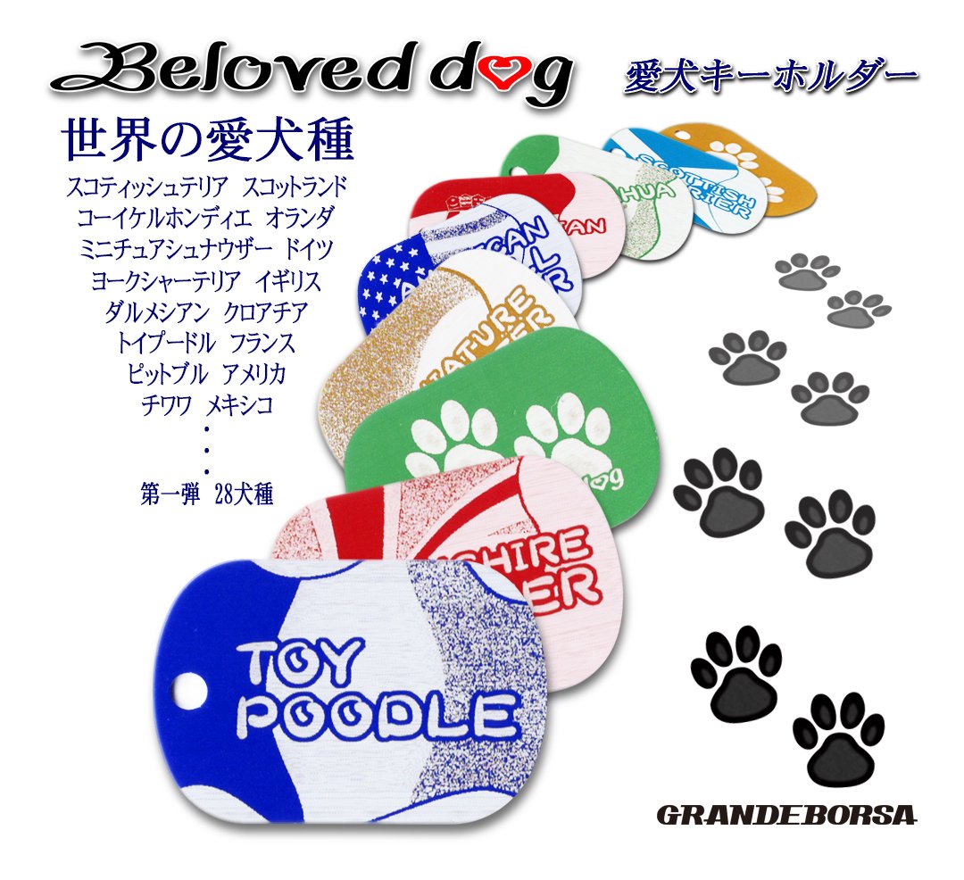stkun's tweet photo. Beloved dog / 愛犬キーホルダー
国旗をモチーフにしたバックとオリジナル・フォントで犬種名をデザイン ＆ レーザー加工しています。
第一弾は28犬種!

詳しくはコチラ https://t.co/jr7QJarZ4x
販売 / ギフトボックス楽天市場店
https://t.co/NROhMdG2vu https://t.co/vhzl4K2K5r