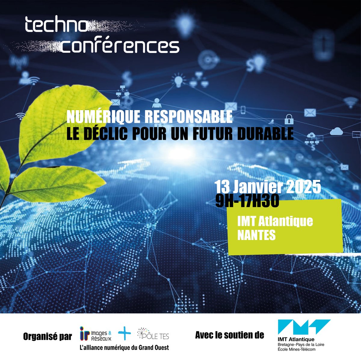 imagesreseaux's tweet image. #technoconférence 🚀 Participez à notre conférence Numérique Responsable - Le déclic pour un  avenir durable, le 13 janvier prochain à l&apos;IMT Atlantique ! 
👉Pas  encore inscrit ? N&apos;attendez plus ! 
 
Je m&apos;inscris !  👉 urlr.me/DaHeqm