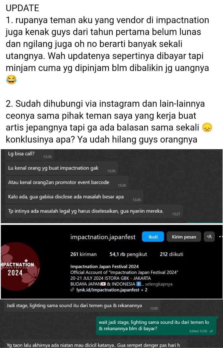 neenomeeya's tweet photo. Mau marah rasanya pas tau kalau event jejepangan bulan juli lalu yang ngundang artis2 jepang ini ternyata penyelenggaranya main utang dan kabur??? Bahkan fee performer nya belum dibayar loh??? Kabarnya sih skrg lagi kabur entah kemana. Barangkali ada yang tau mohon infonya ‼️ https://t.co/vz7MmAEkGv
