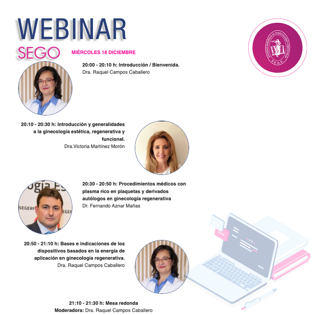 Hoy tenemos el último #MiércolesDeLaSEGO del año. El webinar tratará sobre 'Ginecología regenerativa: visión integral del tratamiento de la mujer. Bases de la ginecología regenerativa'. A las 20 h en: …egenerativa18diciembre.webinarsego.es #ginecologia #ginecología #ginecologiaregenerativa
