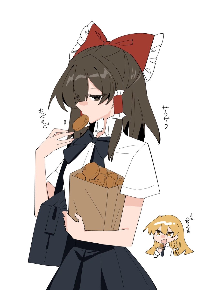 kyunmarifukko's tweet photo. 商店街のコロッケを食べる霊夢 https://t.co/E1MT9Xqp7k