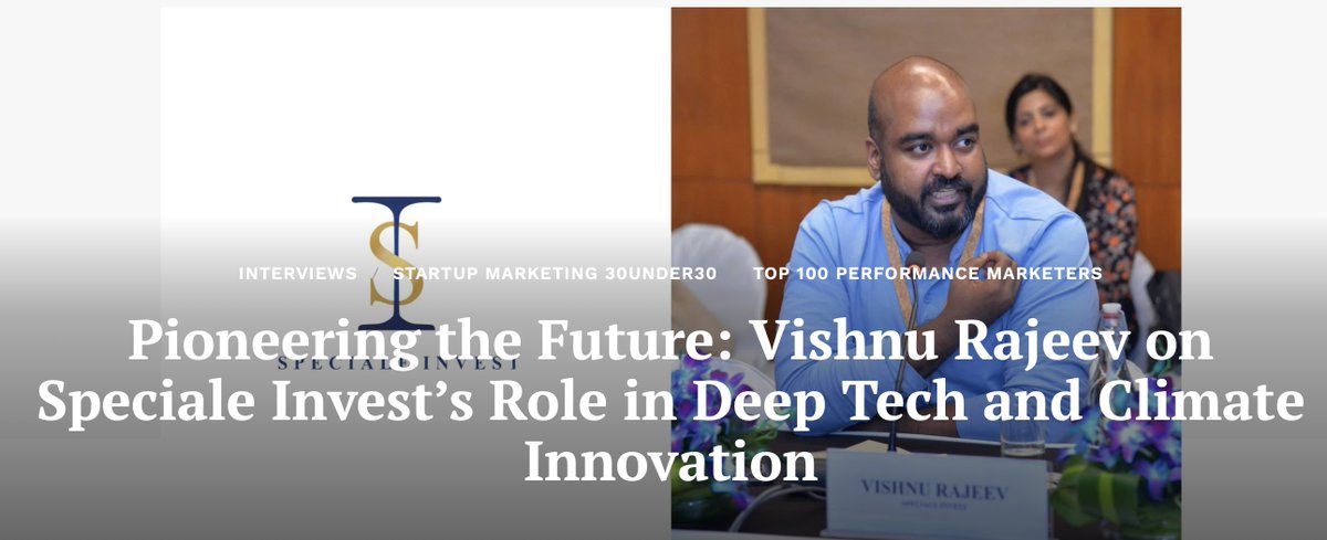 Vishnu Rajeev, Principal at Speciale Invest, shares insights on driving deep tech &amp; climate innovation. From green hydrogen to biotech, Speciale Invest is fueling startups tackling global challenges with strategic investments. tinyurl.com/6dsjbzn3