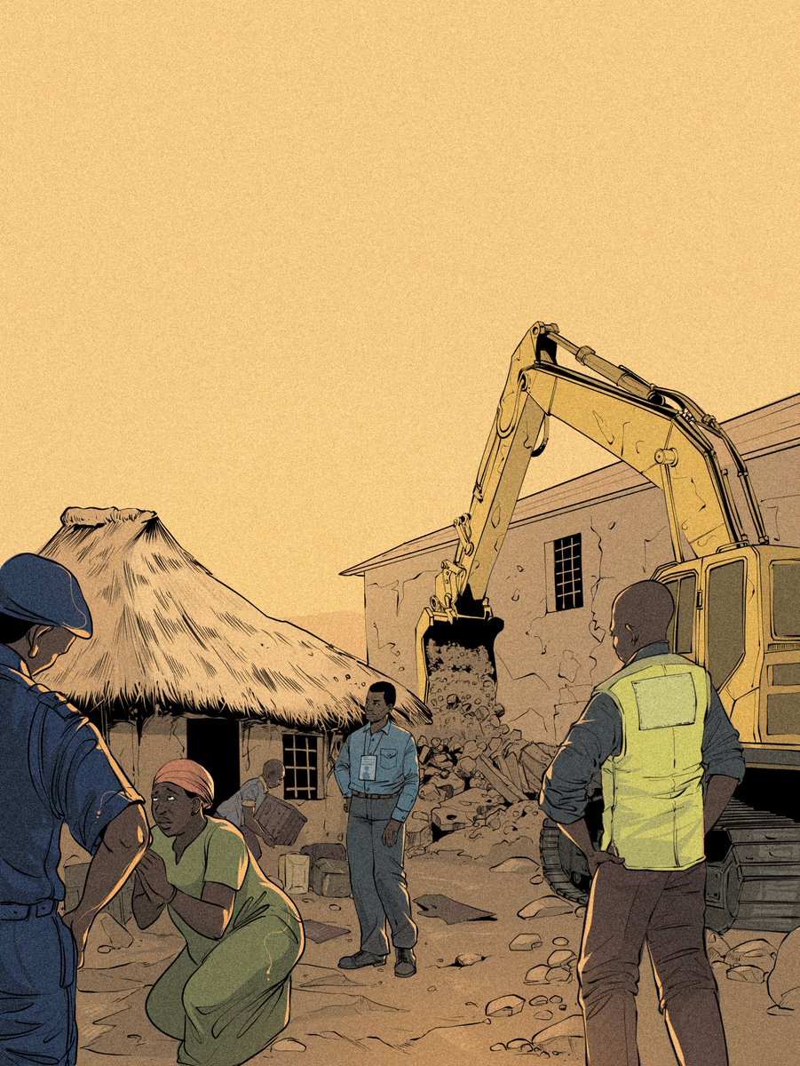 [Nouvelle enquête] En 2021, les autorités de la #RDC ont démoli 2 500 maisons à #Kibali, la plus grande mine d'or d'Afrique, exploitée par la société canadienne #Barrick. Ces expulsions brutales ont été menées suite à des plaintes de Kibali et ont bénéficié à la mine. [1/7]