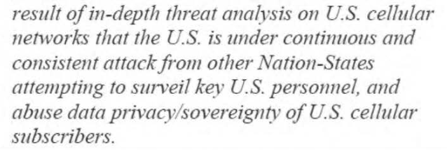 More context around new <a href="/404mediaco/">404 Media</a> report on SS7 intrusions: DHS gave another presentation in 2018 citing a security company saying that "the US is under continuous and consistent attacks from other Nation-States to surveil key US personnel"