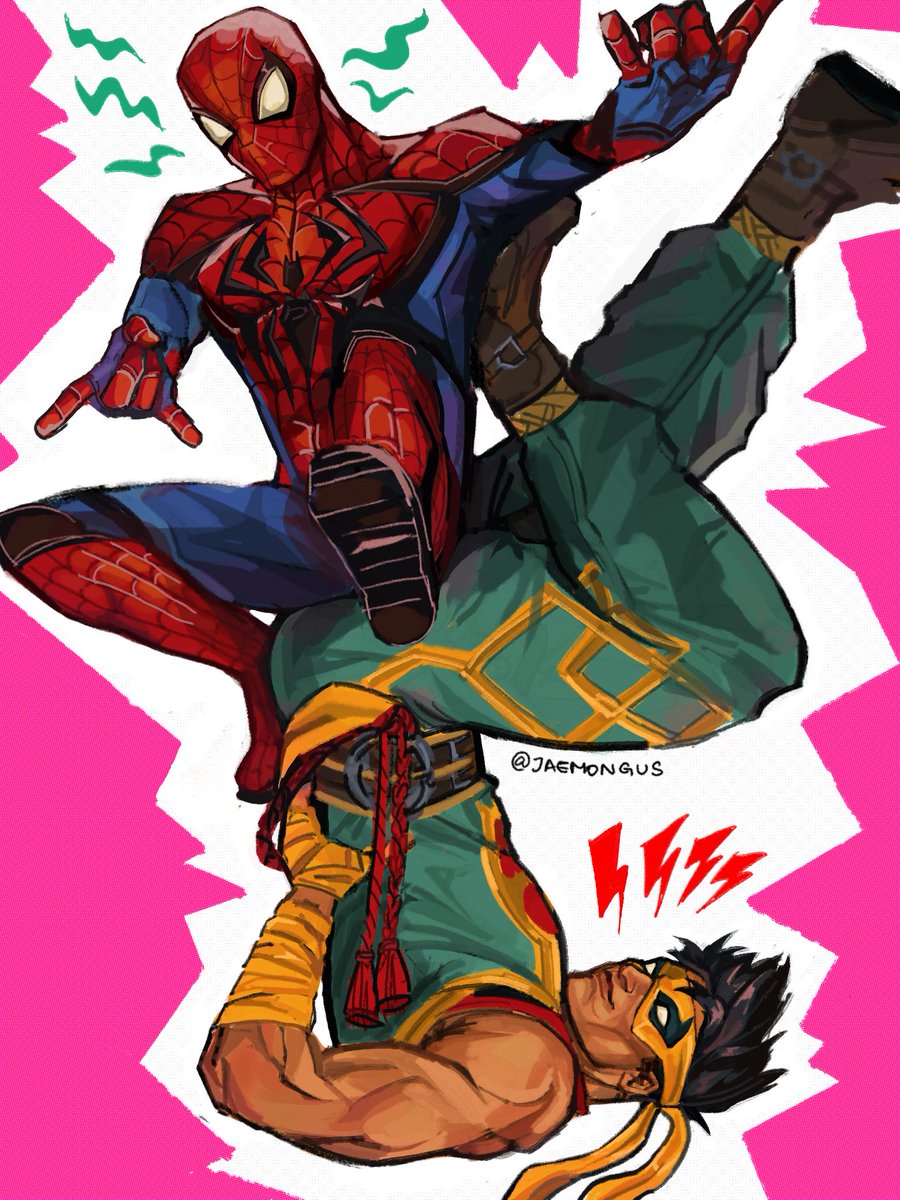 jaemongus's tweet image. spiderfist or whatever #MarvelRivals #spiderman #ironfist
