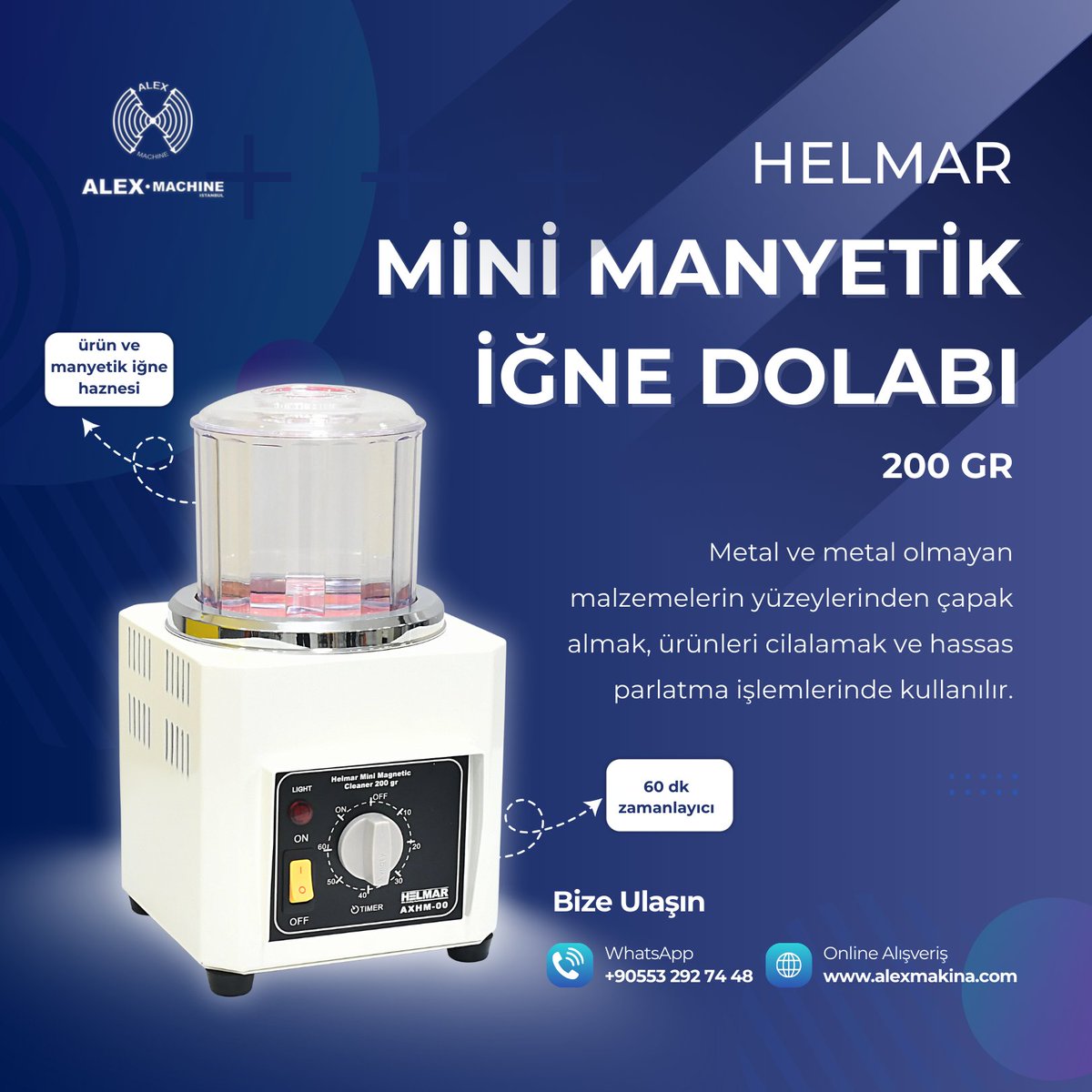 Alex Makina | Türkiye'nin En Büyük Kuyumcu Malzemeleri Sitesi
Helmar Mini Manyetik İğne Dolabı 200 gr | Alex Makina

#kuyumcumalzemeleri #kuyumcumakinaları #cilamalzemeleri #jewelry #jewelrydesign #dökümmalzemeleri #jewelerysupplies #kuyumcukent